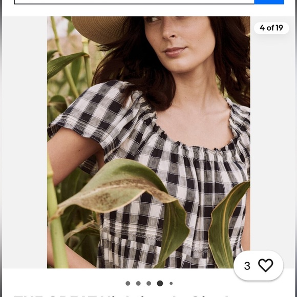 THE GREAT Nightingale Gingham Midi Dress in Navy Blue Heart Size 1 - Picture 6 of 14